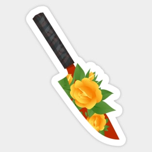 Knife with Yellow Roses Sticker